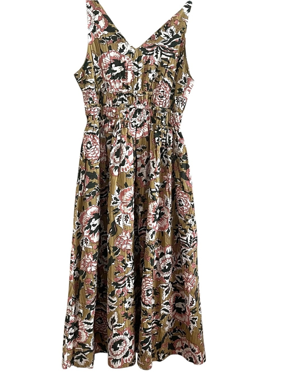Caroline Constas Floral Midi Dress size L Green Pink NWT - Picture 5 of 10